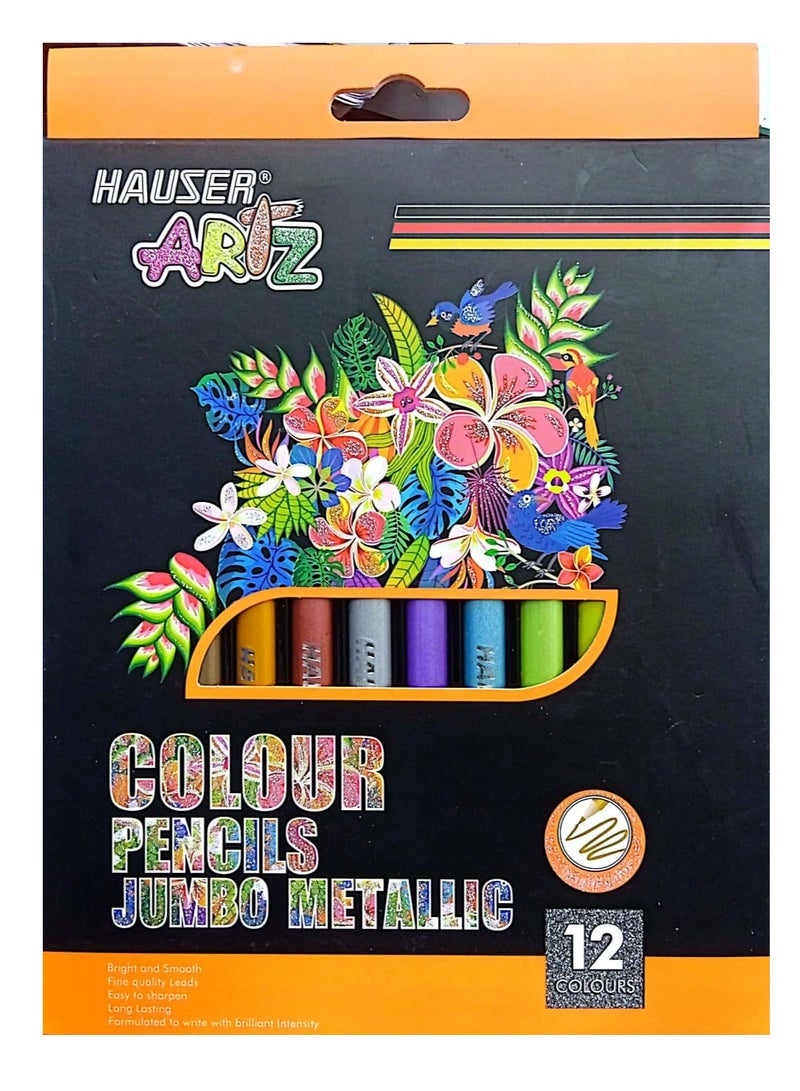 هاوزر 12 قطعة من أقلام الرصاص الملونة الكبيرة من آرتز، متعددة الألوان - Image 1