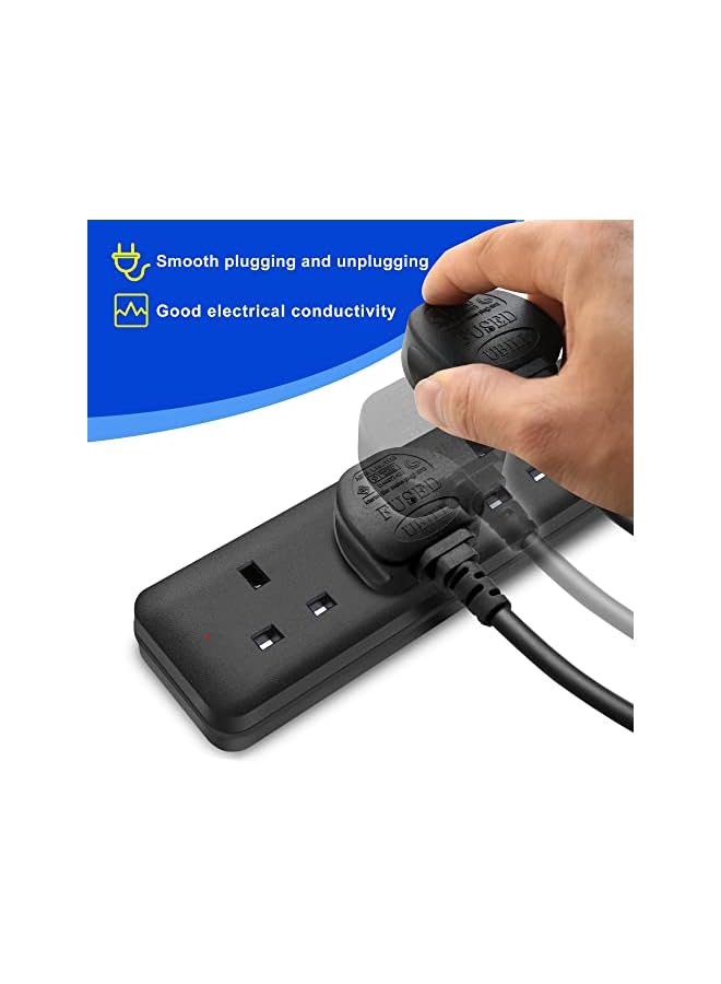 PROMASS UK Extension Lead 4 Way Plug Socket Extender 1 Meter Cord Heavy Duty Power Strip Multi Plug Bar Adapter for Home, Kitchen, Garden (Black) - Image 5