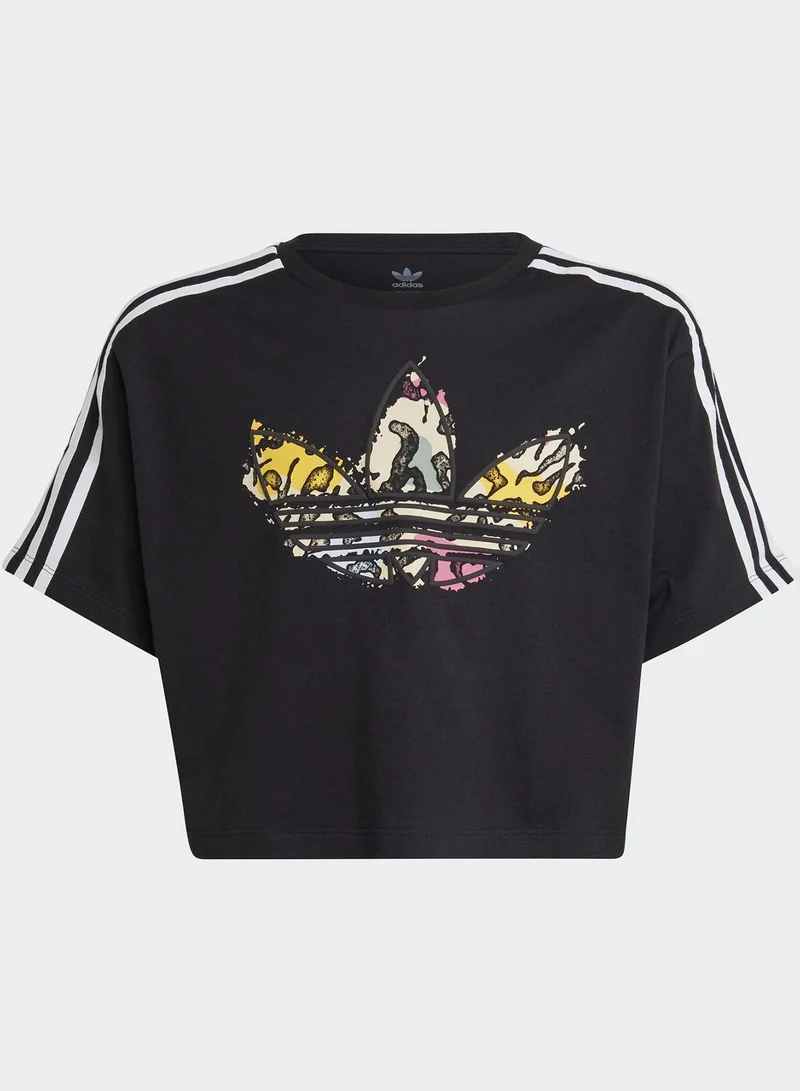 adidas Originals Kids Animal Print Cropped T-Shirt