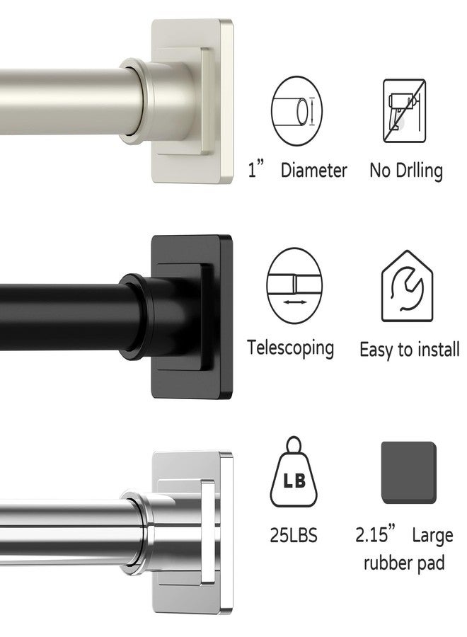 UIOSANRT Brushed Nickel Shower Curtain Rod 31-79 Inches Non-Slip Shower Rod Tension Mounted No Drill Tension Shower Curtain Rods Spring Tension Rod for Windows Bathroom - Image 4