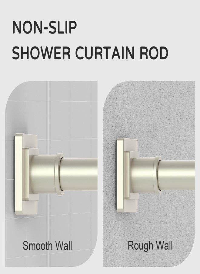 UIOSANRT Brushed Nickel Shower Curtain Rod 31-79 Inches Non-Slip Shower Rod Tension Mounted No Drill Tension Shower Curtain Rods Spring Tension Rod for Windows Bathroom - Image 2