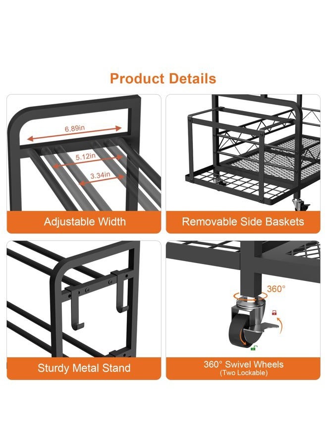 NEYCIL Dumbbell Rack, 4 Tier Weight Rack for Home Gym Storage with 4 Wheels, Side Basket, Large Dumbbell Rack Stand for Kettlebells, Yoga Gear, Strength Training Equipment, Indoor Outdoor - Image 5