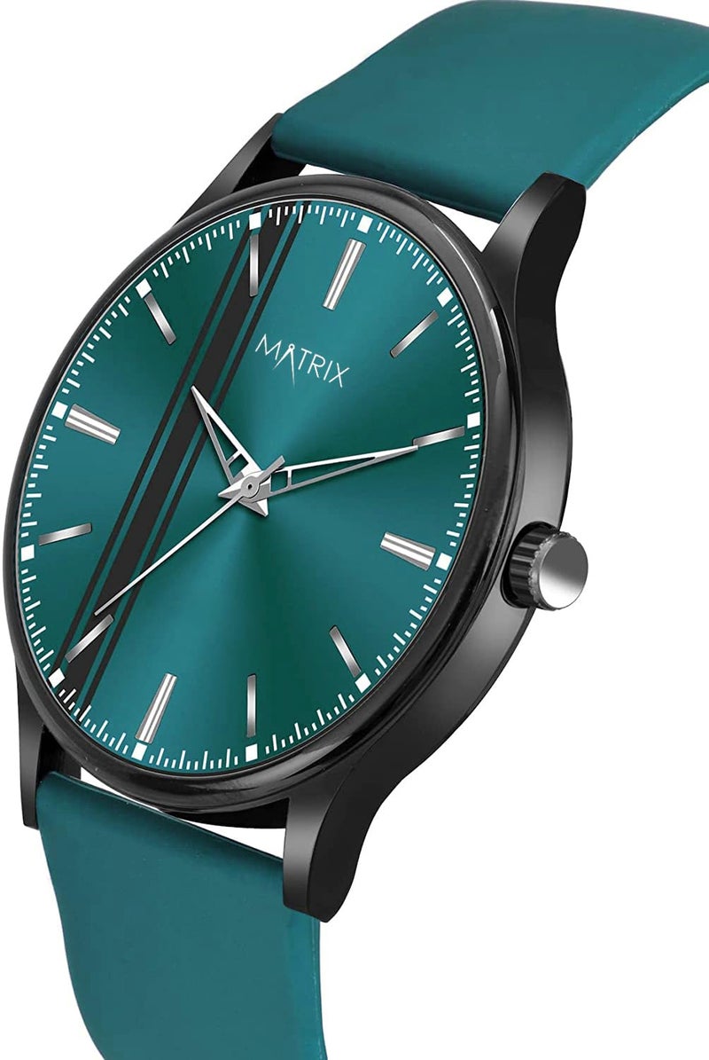 Matrix Minimalist Dial with Softest Silicone Strap Analog Wrist Watch for Men & Boys (Teal) - Image 2