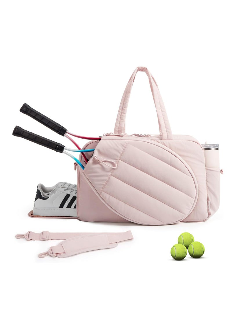 أوزيغالور حقيبة رياضية للتنس تتسع لـ 2 مضرب مع جيب للأحذية للنساء، حقيبة رياضية تتسع لجهاز كمبيوتر محمول حتى 15.6 بوصة للصالة الرياضية والسفر (وردي) - Image 1