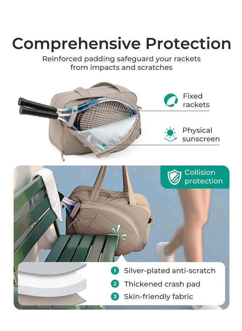 أوزيغالور حقيبة رياضية للتنس تتسع لـ 2 مضرب مع جيب للأحذية للنساء، حقيبة رياضية تتسع لجهاز كمبيوتر محمول حتى 15.6 بوصة للصالة الرياضية والسفر (وردي) - Image 2