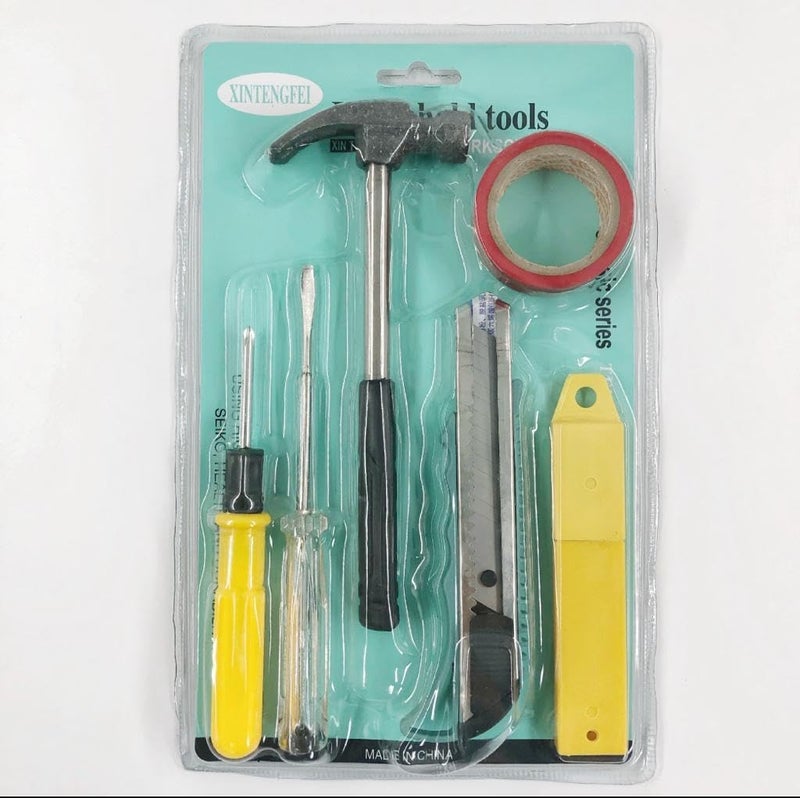 DCELLA DCELLA Multipurpose Hand Tools Tools for Home Use Machinery Use Tools Repair Tools Set of 01 Hammer 01 Screw Driver 01 Electrical Tester 01 Cutter 01 Measuring Scale and 01 Electrical Tape  - Image 2