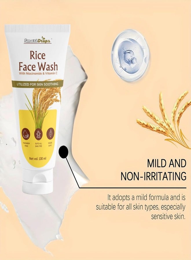 Smartdrops Rice Face Wash Cleanser for Daily Use | Gentle Facial Cleanser with Rice Extract | Mild Foaming Face Wash for Men & Women | Suitable for All Skin Types- 100ml (Pack 1) - Image 5