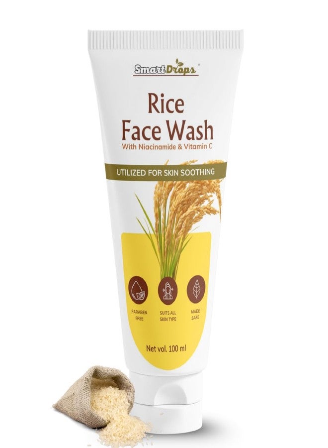 Smartdrops Rice Face Wash Cleanser for Daily Use | Gentle Facial Cleanser with Rice Extract | Mild Foaming Face Wash for Men & Women | Suitable for All Skin Types- 100ml (Pack 1) - Image 1