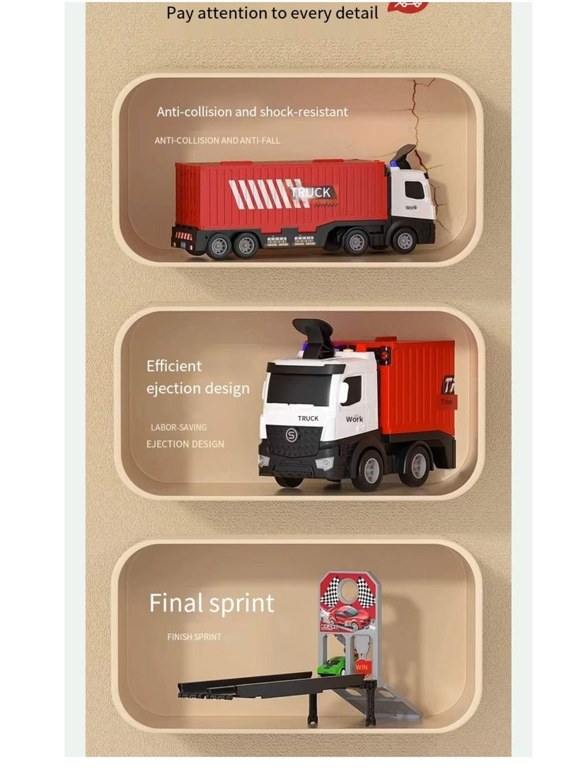 Truck Race Track Toddler Toys, Foldable 3 Layer Toddler Track Playset, Toy Truck Transport Car  & 8 Race Cars, Truck Car Kids Toy Gifts for Age 3 4 5 6+ Year Old Boys Girls - Image 3