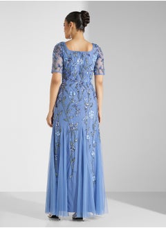 Adrianna Papell Beaded Mesh Long Dress  - Image 2
