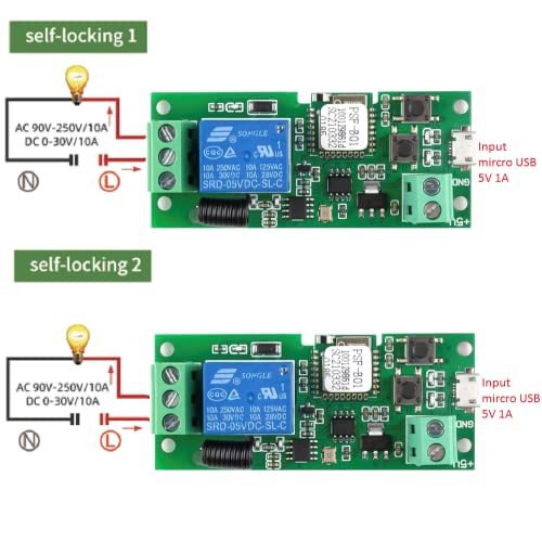 MHCOZY WiFi Wireless Smart Switch Relay Module for Smart Home 5V 5V/12V，Ba Applied to Access Control, Turn on PC, Garage Door (5v) - Image 4