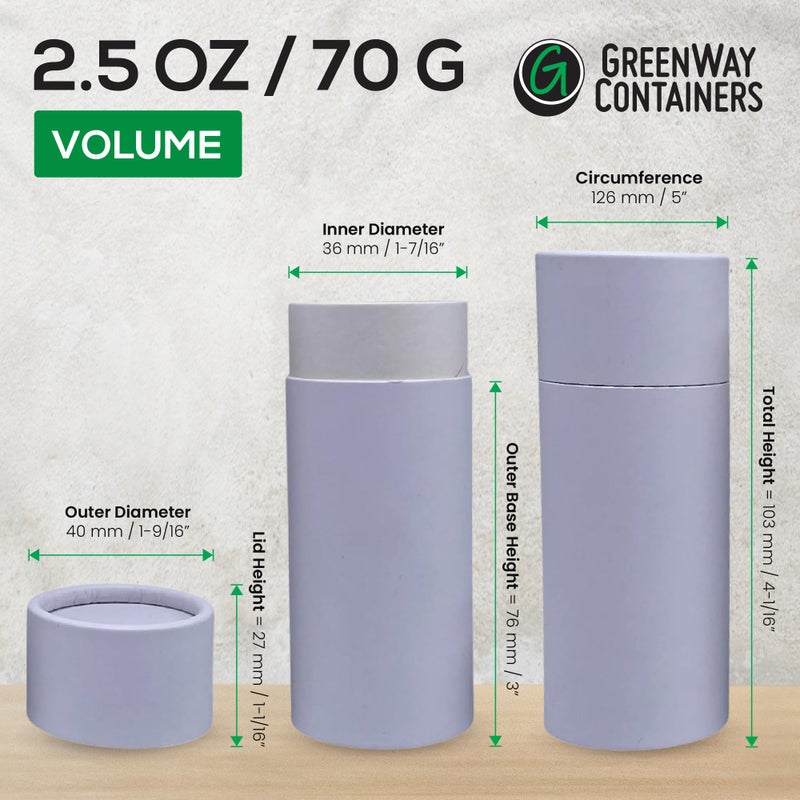 GREENWAY CONTAINERS Greenway 2.5Oz / 70G Kraft Paperboard Deodorant Tubes With Lids - 12 Pack Solid Perfume Refillable Diy Cosmetic Containers - Lotion Empty Holder Tubes - Brown - Image 3
