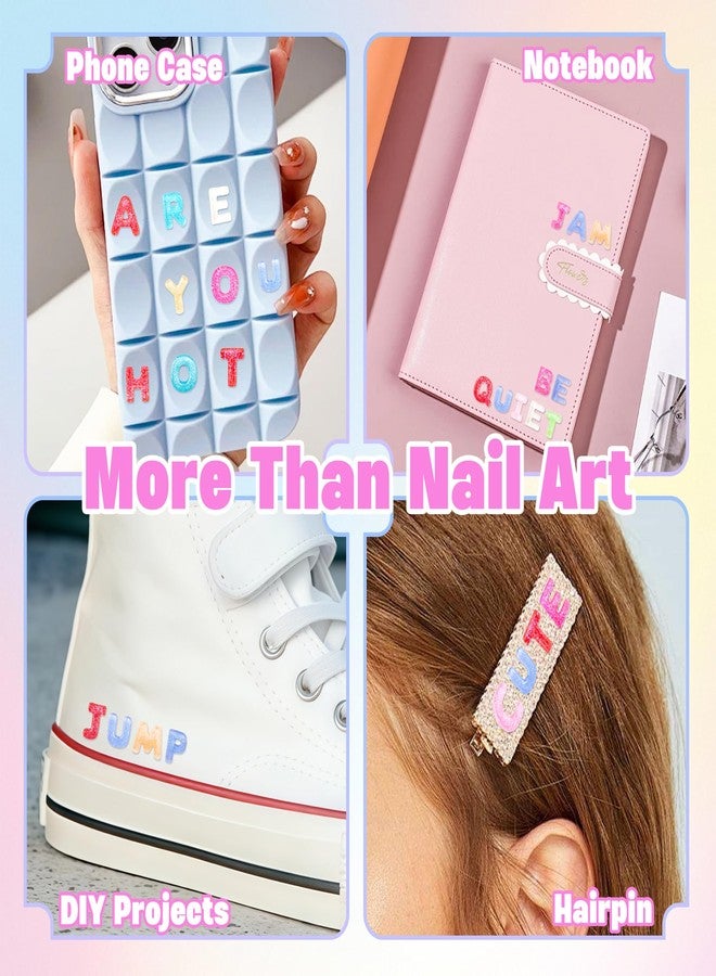 Jyukan 300Pcs Resin Letter Nail Art Charms Cute Flatback Alphabet Nail Gems with Glitter Design Manicure Charms Decorations Nail Art Accessories for DIY Macaron - Image 5