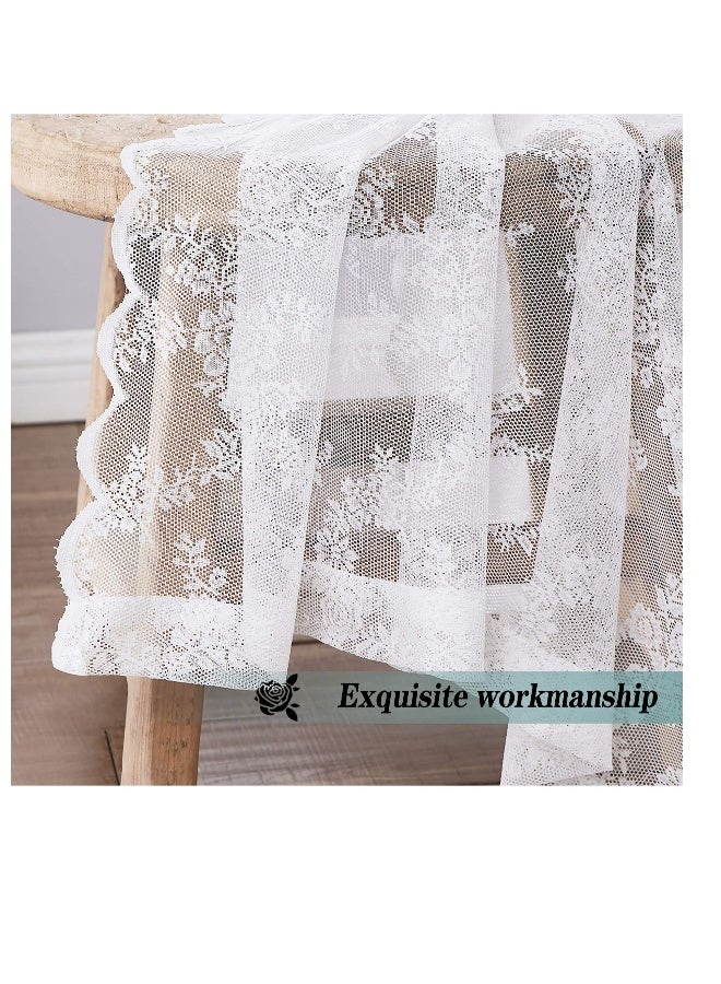 White Lace Curtains for Bedroom, Semi Sheer Lace Curtains, Vintage French Embroidered Floral Embroidered Sheer Curtains, Durable Rose Lace Fabric, Curtains Top with Grommet (2 Pcs, 145*244 cm)  - Image 4