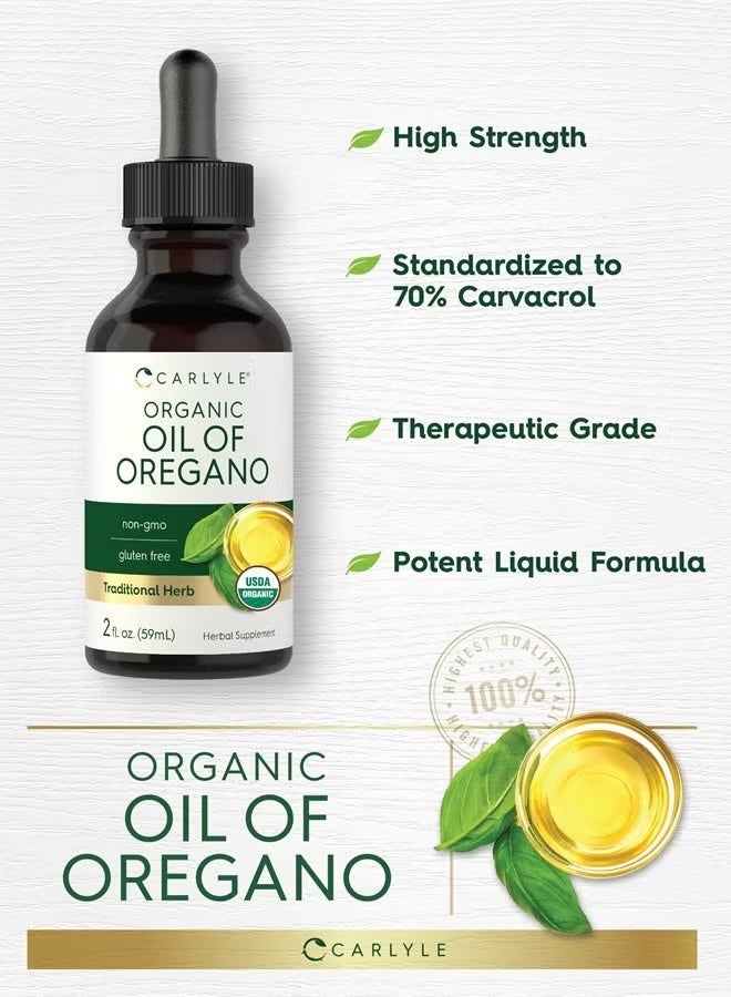 Carlyle Organic Oil of Oregano  | Vegan, USDA Certified | Non-GMO, Gluten Free Drops | 2 fl oz Liquid - Image 3