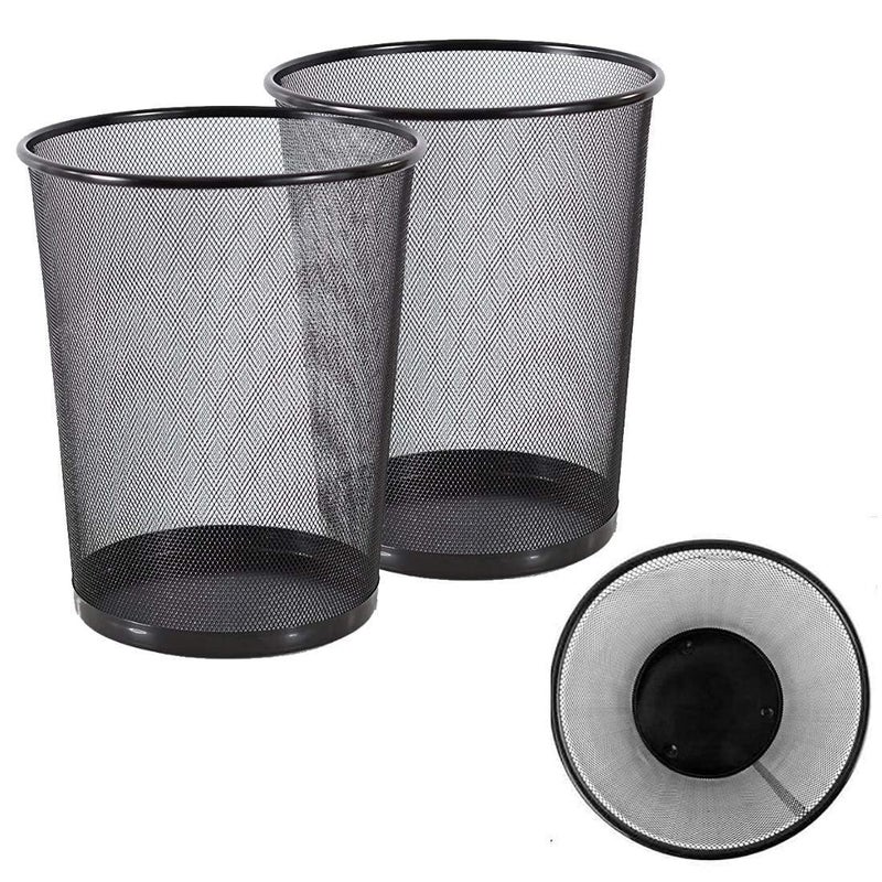 HOMAVA Metal Mesh Big Size Dustbin For Room For Kids,Waste Paper Basket | 235 X 265 X 190 MM | Pack 2 | Black - Image 1