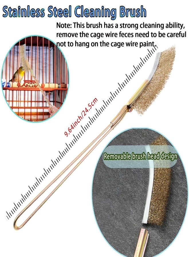 Delllala 6pcs Set Bird Cage Cleaner Kit - Stainless Steel Poop Remover & Scraper Tool- Essential Bird Cage Accessories for Parakeet Items & Small Animal Cage Cleaning - Image 3