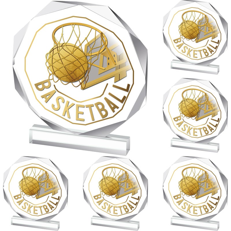 Anglechic 6 Pack Basketball Trophy Acrylic Gold Basketball Award Medals 472 x 472 Inch Sports Contest Trophies Bulk Plaques Team Prize Gift Trophies for Team Competition - Image 2