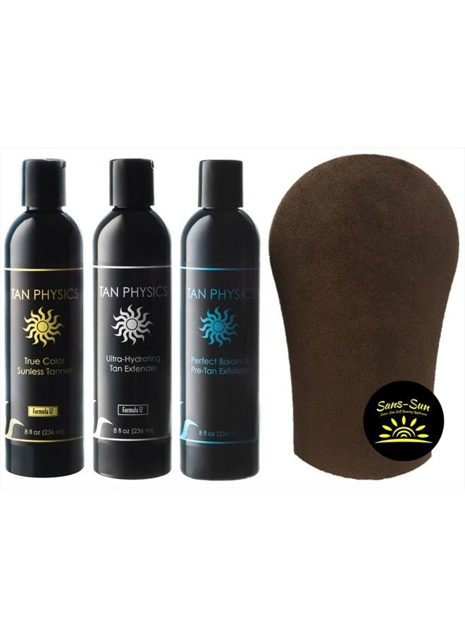 Tan Physics True Color Combo w/Tanning Mitt - Exfoliator, Extender and Tanner all in ONE package comes with Tanning Mitt by Sans-Sun - Image 1