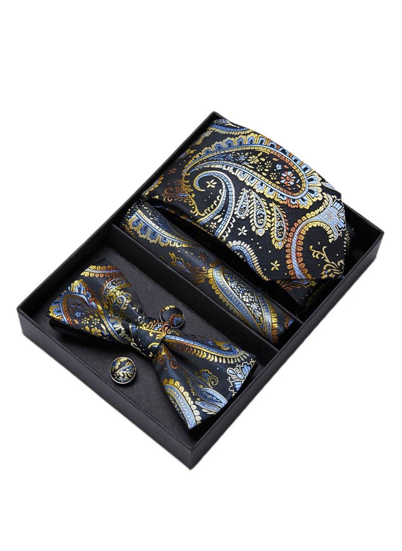Generic - 5 pcs high-end tie for men business professional formal tie bow tie cufflinks square scarf fashion accessories gift box - Image 1
