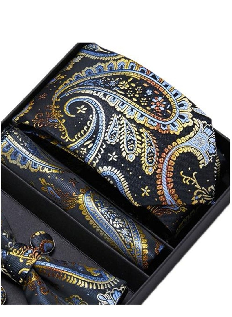 Generic - 5 pcs high-end tie for men business professional formal tie bow tie cufflinks square scarf fashion accessories gift box - Image 1