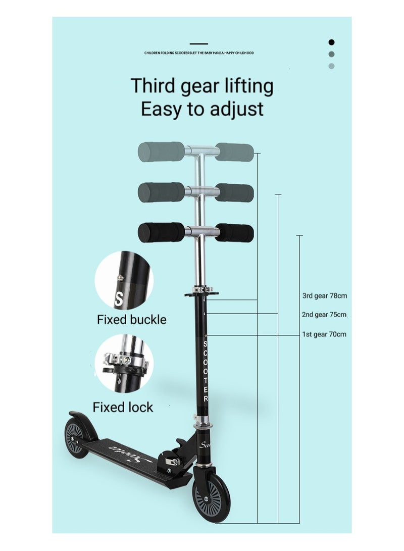 Generic BITS N PIECES Children's scooter, scooter for boys and girls, suitable for 6~12 years old, lightweight, foldable, adjustable handlebar (black)  - Image 3