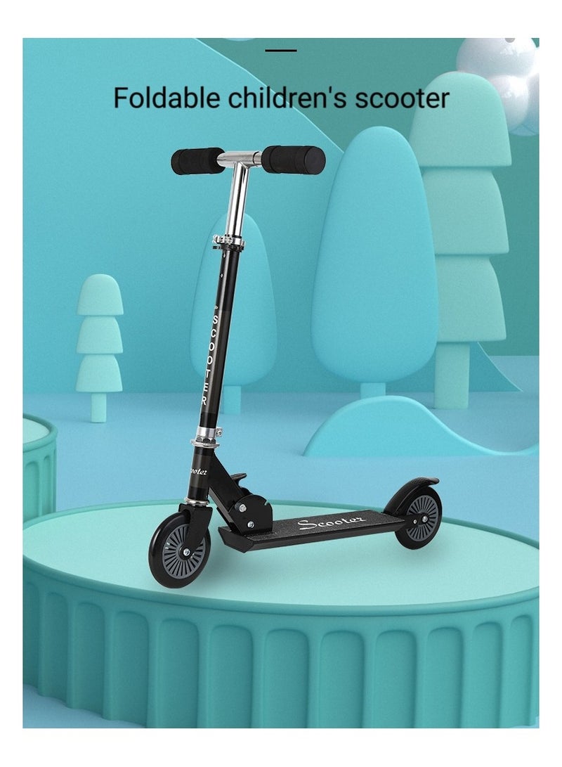 Generic BITS N PIECES Children's scooter, scooter for boys and girls, suitable for 6~12 years old, lightweight, foldable, adjustable handlebar (black)  - Image 1