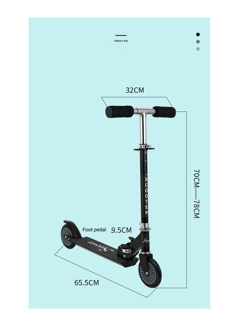 Generic BITS N PIECES Children's scooter, scooter for boys and girls, suitable for 6~12 years old, lightweight, foldable, adjustable handlebar (black)  - Image 2