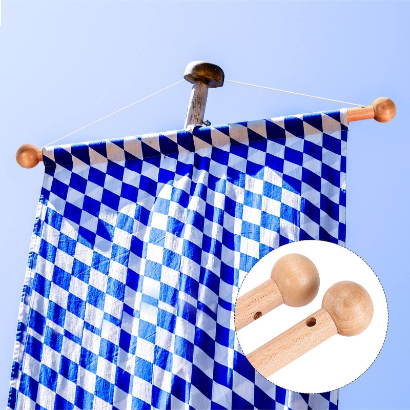 Queekay Wooden Banner Pole Horizontal Flag Hanger Garden Banner Flag Pole Holder Stand Pennant Flag Hanger Holder for Hanging Wall House Sports Dynasty Company Flags Width Less Than 30 Inch (1 Pack) - Image 5