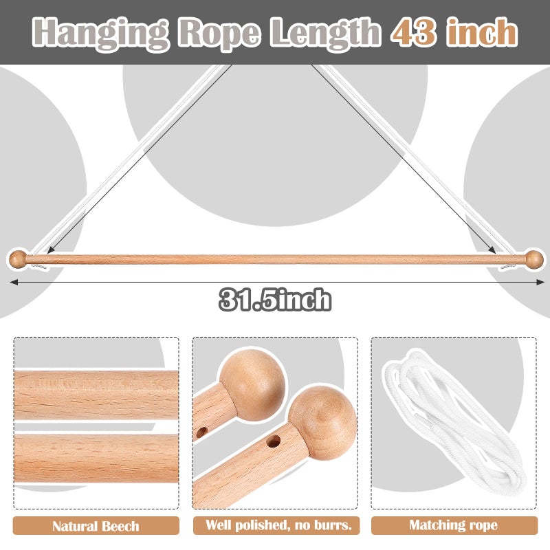 Queekay Wooden Banner Pole Horizontal Flag Hanger Garden Banner Flag Pole Holder Stand Pennant Flag Hanger Holder for Hanging Wall House Sports Dynasty Company Flags Width Less Than 30 Inch (1 Pack) - Image 2