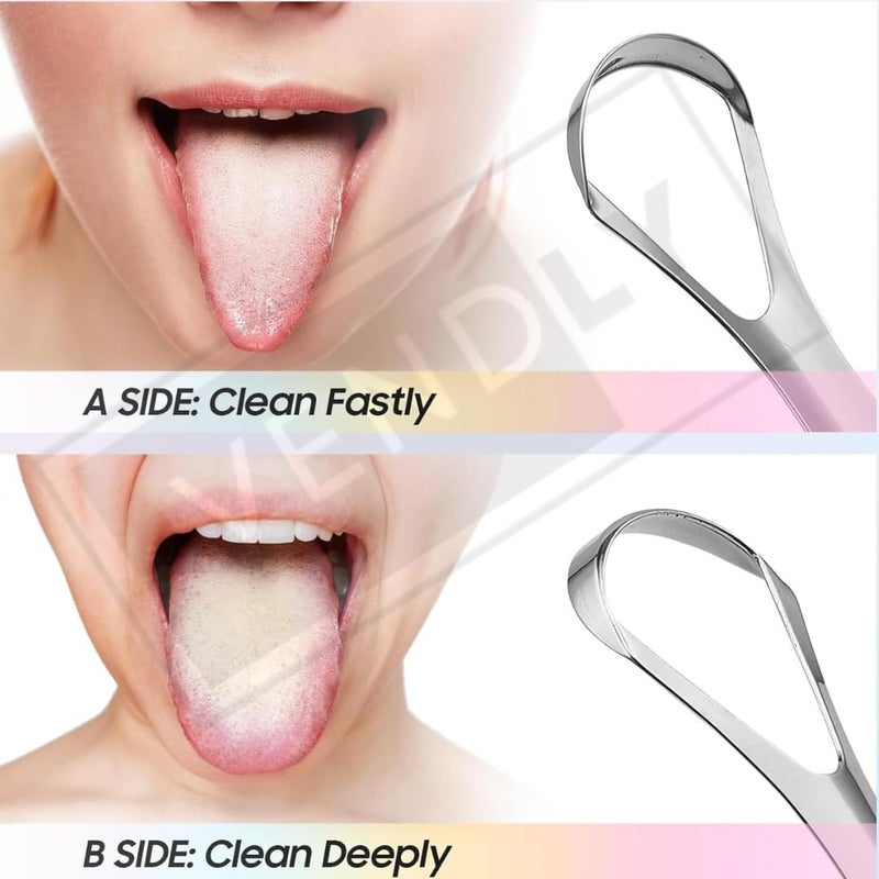 VENDLY Tongue Cleaner 2-Pack -100% Stainless Steel, BPA-Free, Medical Grade Scraper for Bad Breath | Oral Hygiene | Comfortable & Flexible Handle | Easy & Safe to Use - Image 2