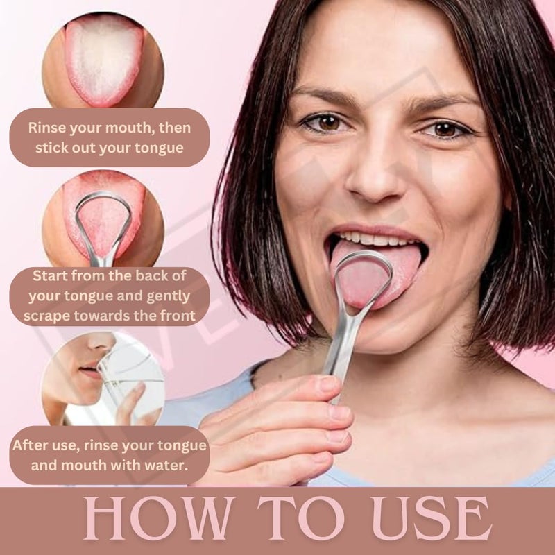 VENDLY Tongue Cleaner 2-Pack -100% Stainless Steel, BPA-Free, Medical Grade Scraper for Bad Breath | Oral Hygiene | Comfortable & Flexible Handle | Easy & Safe to Use - Image 3