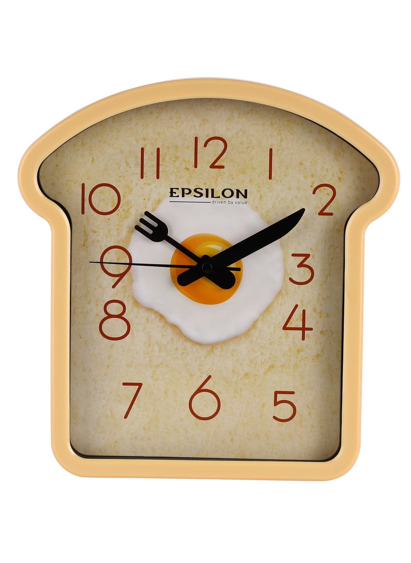 Epsilon Wall Clock- EPSWC1560 Kitchen Themed, Toast Shaped, Wall-Mounted, 1*AA Battery Operated and Durable Plastic Case and Glass Lens, Attractive Design, Silent Operation/ Ideal for Home  - Image 1
