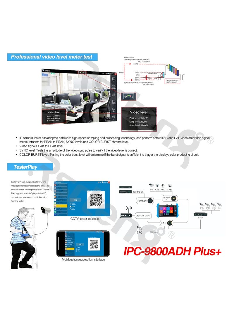 Generic - IPC-9800ADHS-Plus CCTV IP&Analog Camera Tester Test 7-inch - Image 1