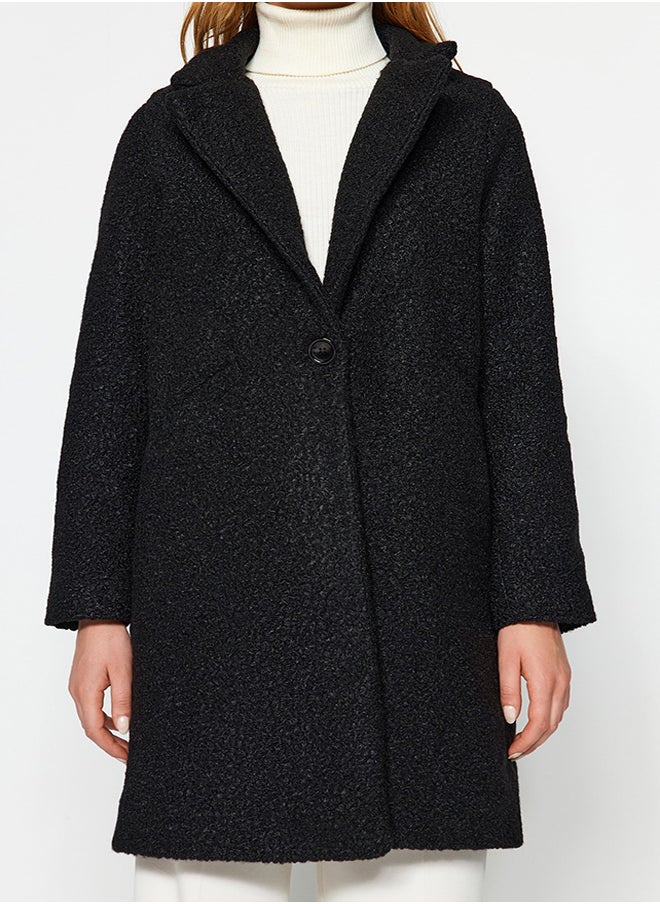trendyol - Black Midi Boucle Coat TWOAW24KB00089 - Image 1