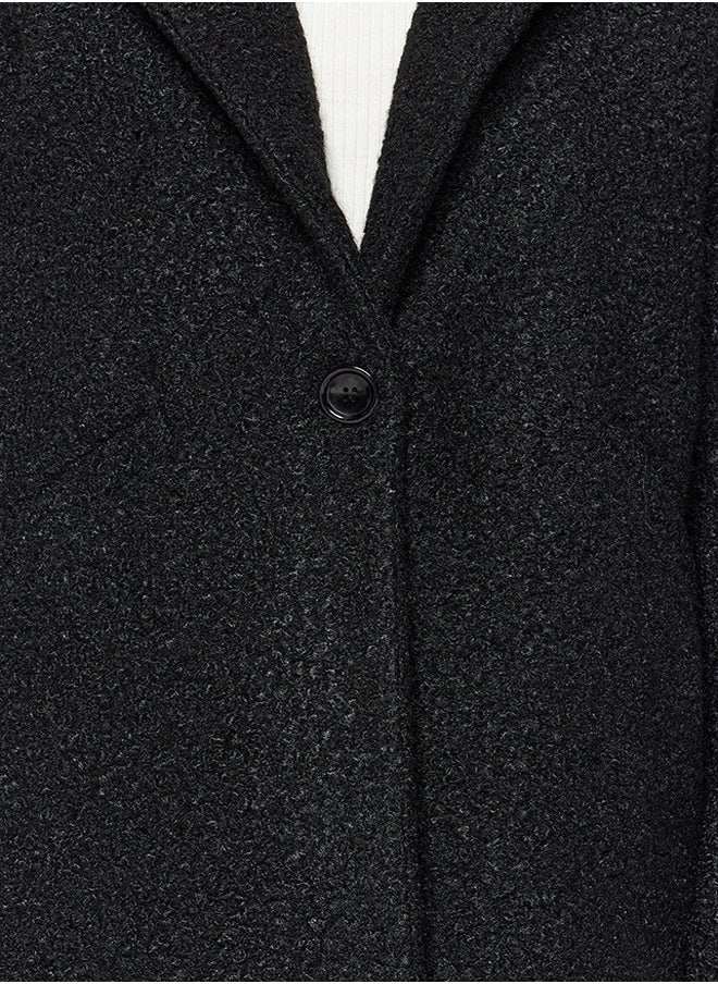 trendyol - Black Midi Boucle Coat TWOAW24KB00089 - Image 1