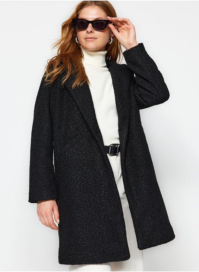 trendyol - Black Midi Boucle Coat TWOAW24KB00089 - Image 1