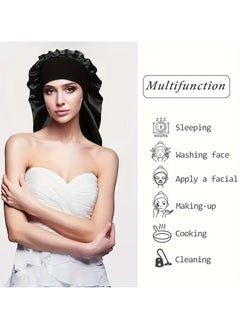 Goolsky 1pc Long Silky Sleep Bonnet For Straight Curly Hair, Extra Large Hair Bonnets For Dreadlock And Braids, Satin Sleeping Caps Night Cap For Women - Bathroom Accessories  - Image 2