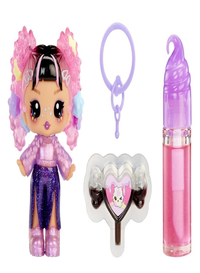 Yummiland Lip Gloss Doll: Sour Sweeties - Astrid Stars Includes DIY Lip Gloss + Removable Keychain, Cosmetic Play, Collectible, Ages 4+ - Image 1