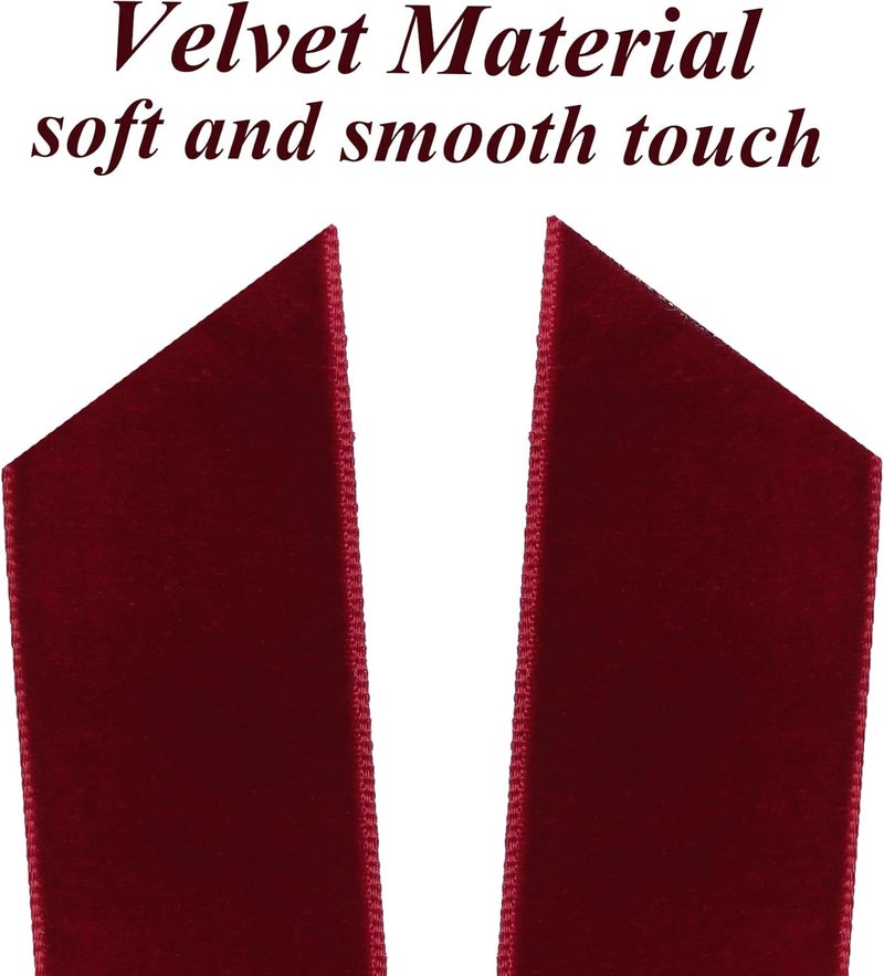Hongsome 12Pcs Burgundy Velvet Ribbon Bows Christmas Tree Decorations,5in x 10in Xmas Ornaments for Tree Home Party Front Door Wreath Garland Holiday Decor - Image 3