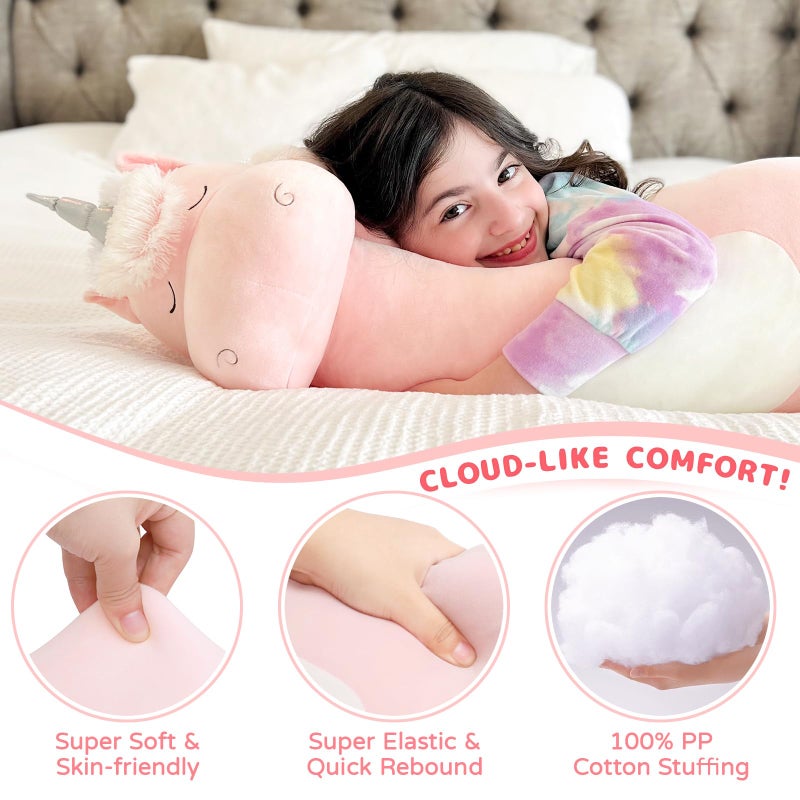 MorisMos Big Unicorn Body Pillow 362 Plush Unicorn Stuffed Animal Super Soft Hugging Pillow for Girl Kid Giant Stuffed Animal Plush Pillow for Christmas Birthday Valentines GiftPink - Image 3