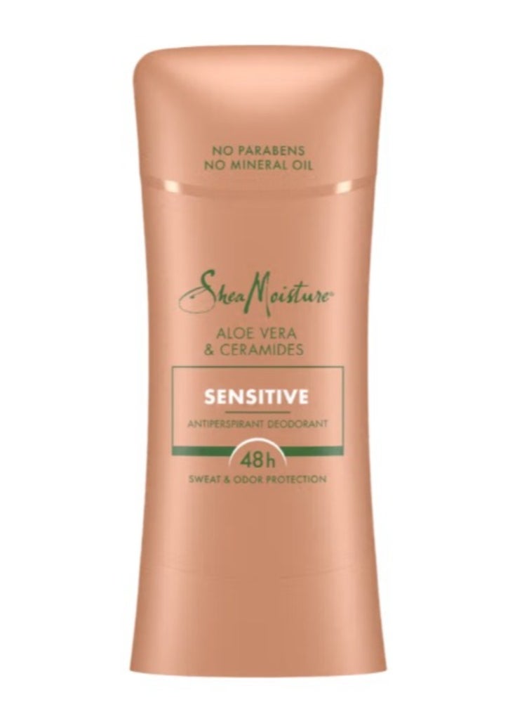 SheaMoister - SheaMoisture Desodorante antitranspirante en barra de aloe vera sensible y ceramidas, unidades para protección contra el sudor y el olor 48HR sin parabenos y sin aceite mineral 74ml - Image 1