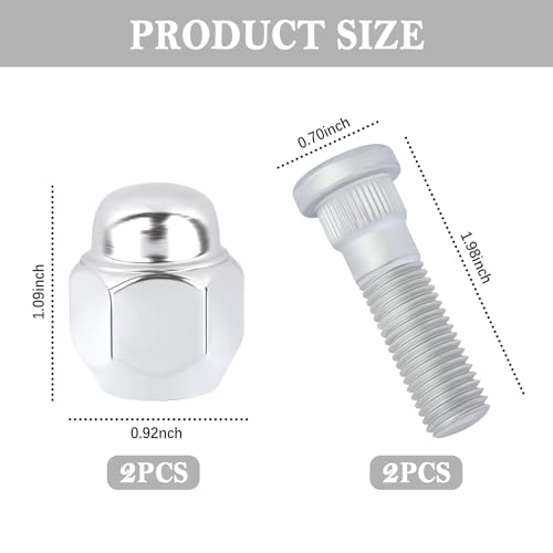 Salior 2 Set Wheel Stud Bolt Kit,M12x1.5 Wheel Bolts & Wheel Lug Nuts OEM#52950-14140,52950-M1000 for Front/Rear Wheel,Compatible with Hyundai Santa Fe Sonata,Kia Rio Sportage - Image 2