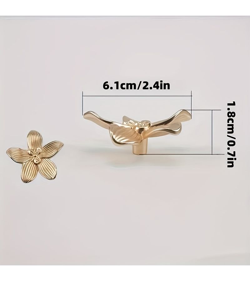 5Pcs Golden Elegant Flower Handle Zinc Alloy Knob Light Luxury Comfort Grip Kitchen Cabinet Drawer Wardrobe - Image 3