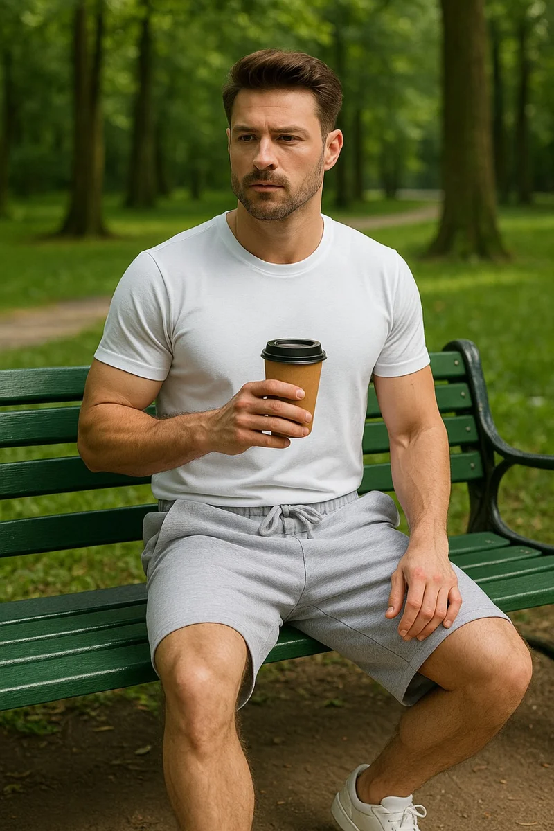 mmetalic Men's Gray Shorts - Side Pockets Elastic Waist Regular Fit Relaxed Cut
