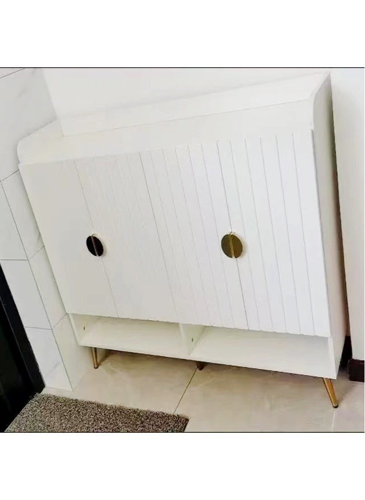 فاشون هوم متعددة الوظائف الحديثة تصميم الأحذية مجلس الوزراء 4 أبواب كبير الأحذية المنظم خزانة مع رفوف تخزين قابل للتعديل لمدخل المدخل غرفة المعيشة أثاث المكاتب المنزلية 120x30x100 سم  - Image 2