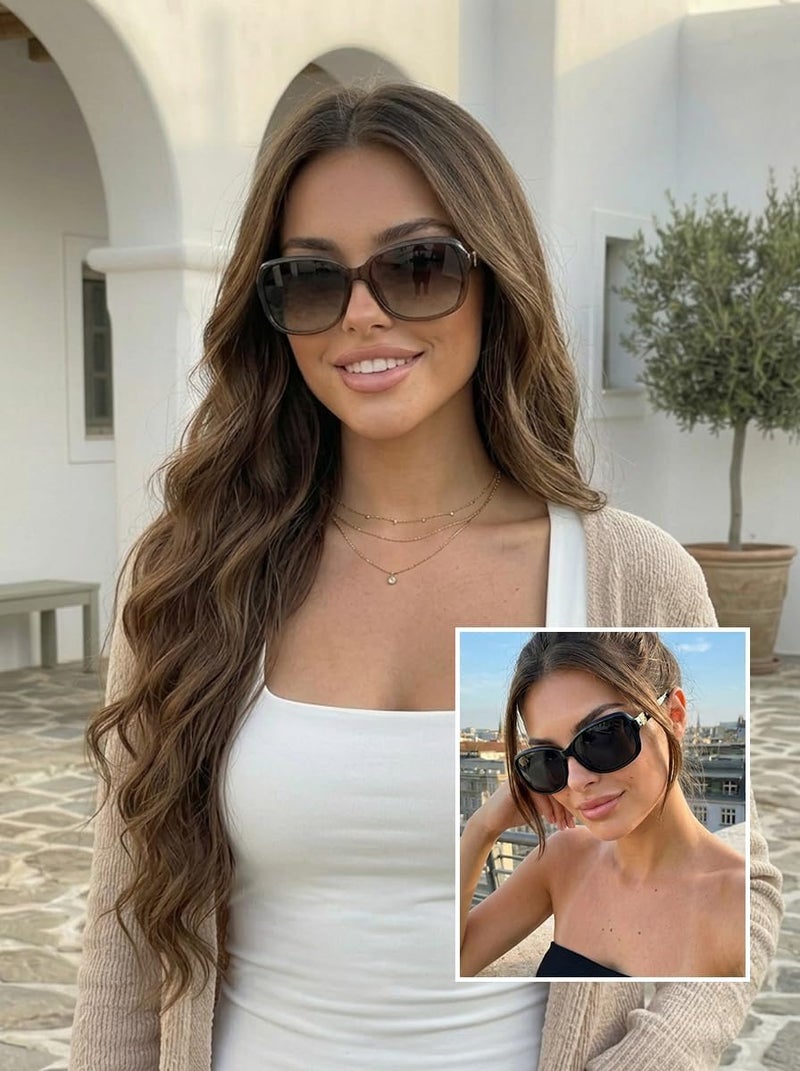 فيميلو نظارات شمسية FIMILU للنساء، نظارات شمسية مستقطبة عصرية، نظارات شمسية كبيرة مقاس كبير، نظارات نسائية واقية من الأشعة فوق البنفسجية | تناسب النظارات ≤5.4"x1.65". واقيات جانبية تحجب الشمس والرياح. تزن 1.1 أونصة فقط—خفيفة بما يكفي للقيادة المريحة طوال اليوم - Image 4