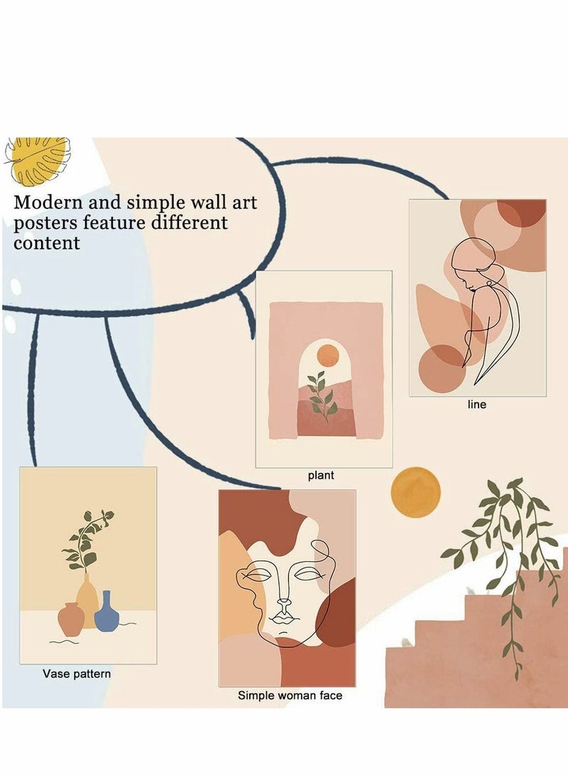 Excefore 6 Pcs Abstract Line Art Poster, Minimalist Wall Art Prints Modern Aesthetic Room Decor Woman Face Drawing Posters Geometric Drawing Poster for Bedroom Office Home Decor(11.8"x8.27", unframed) - Image 5