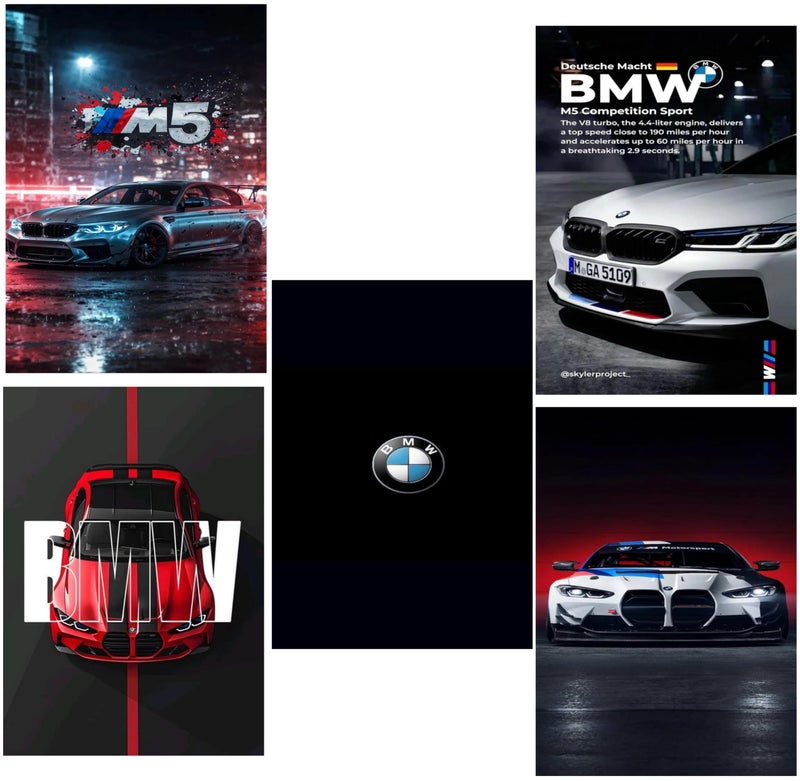5 Panels 30x20 Poster Coated Poster No Picture Frame for Cars BMW M5 Car Description for Car Lovers BMW