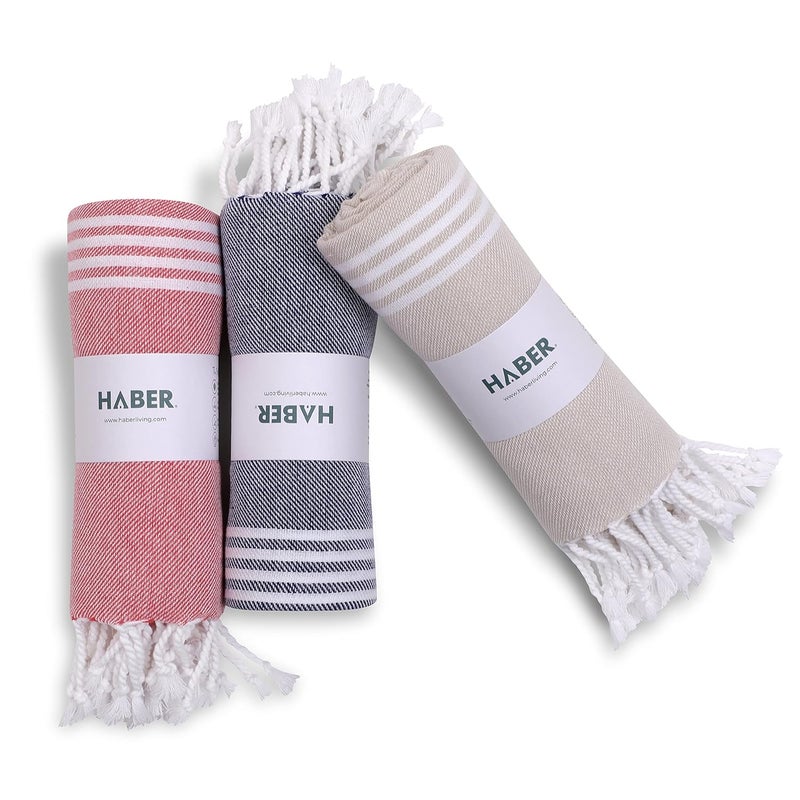 HABER Premium Basic Large 100 Cotton Towel 152Cm X 76Cm Soft Absorbent and Comfortable Towels for Bath Large Size Quick Dry for Bath Gym Travel Pack of 3pcs Mixed Colour Except White - Image 1